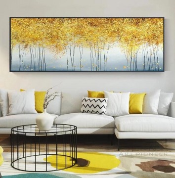 Abstract and Decorative Painting - Yellow Tree gold 2 wall decor